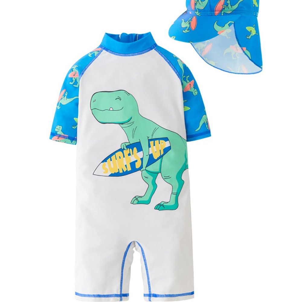 SURF'S UP Dino Rash Guard & Hat Boy 2pcs Swimwear